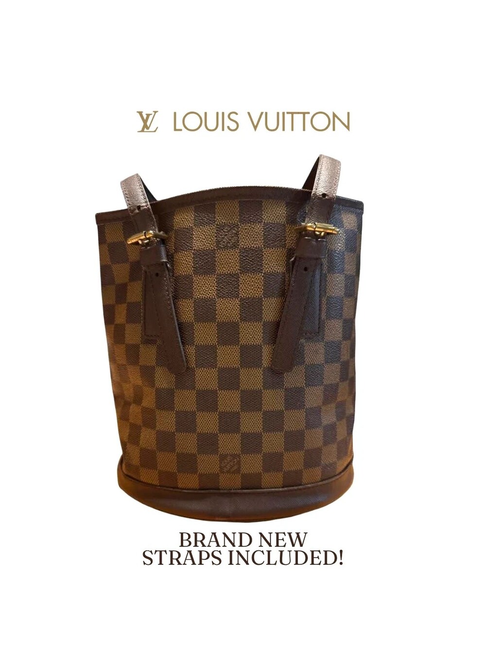 Louis Vuitton Marais bucket bag in the Damier Ebene (NEW Straps Included)